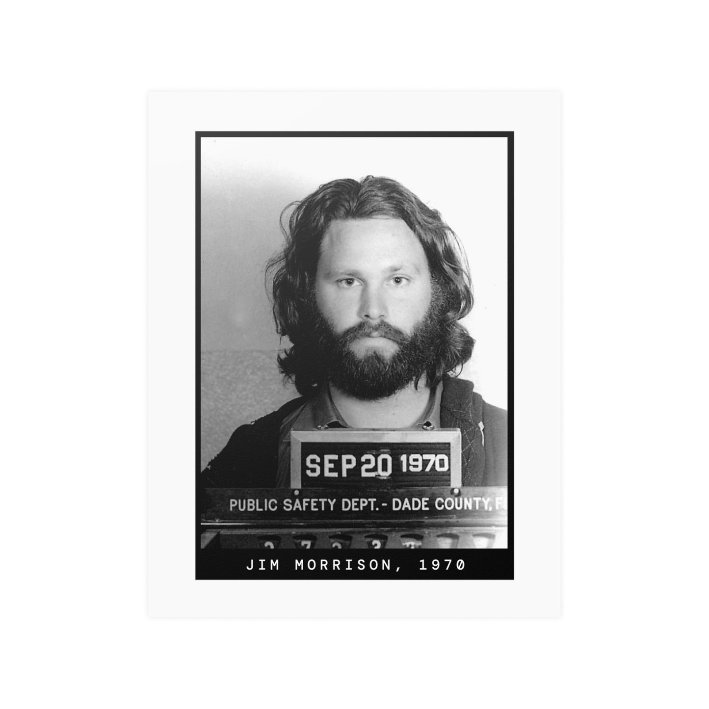 Jim Morrison, 1970 Singer Mugshot Poster