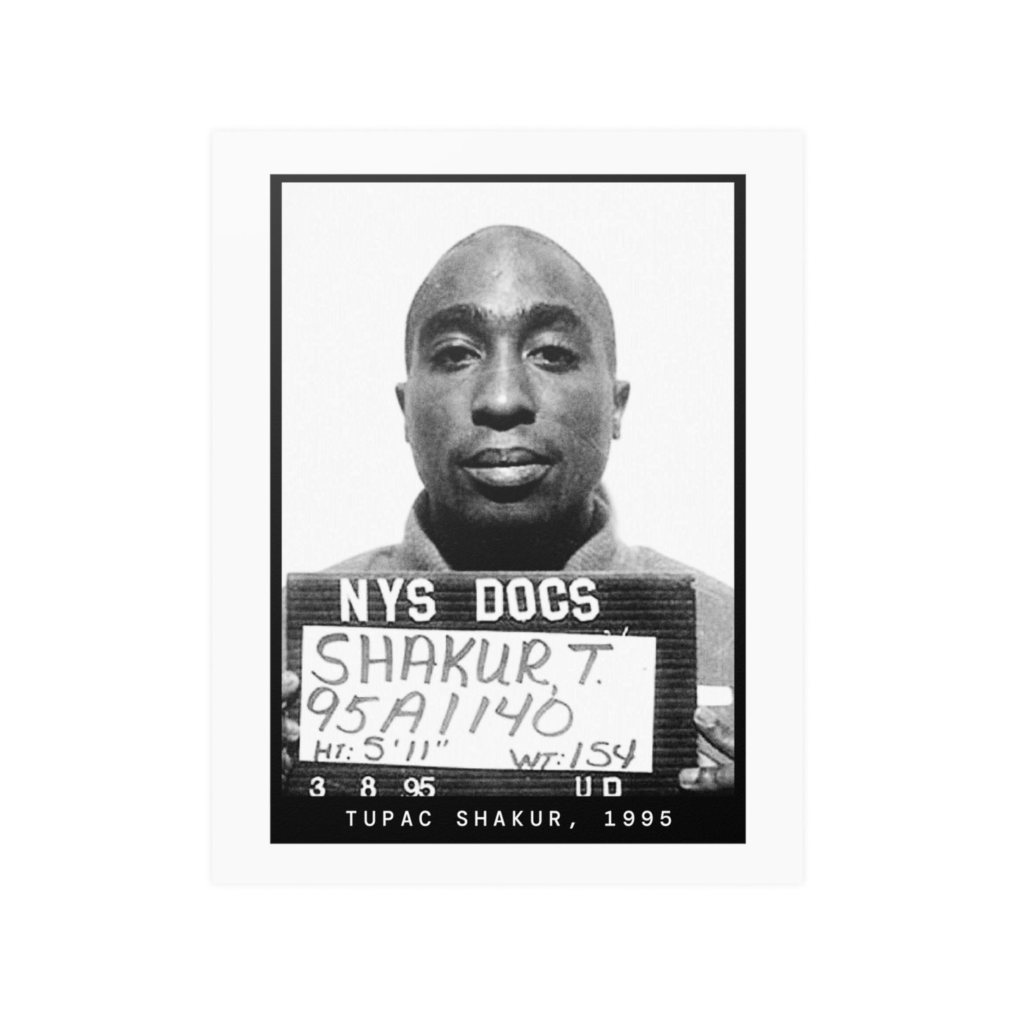 Tupac Shakur, 1995 Rapper Mugshot Poster