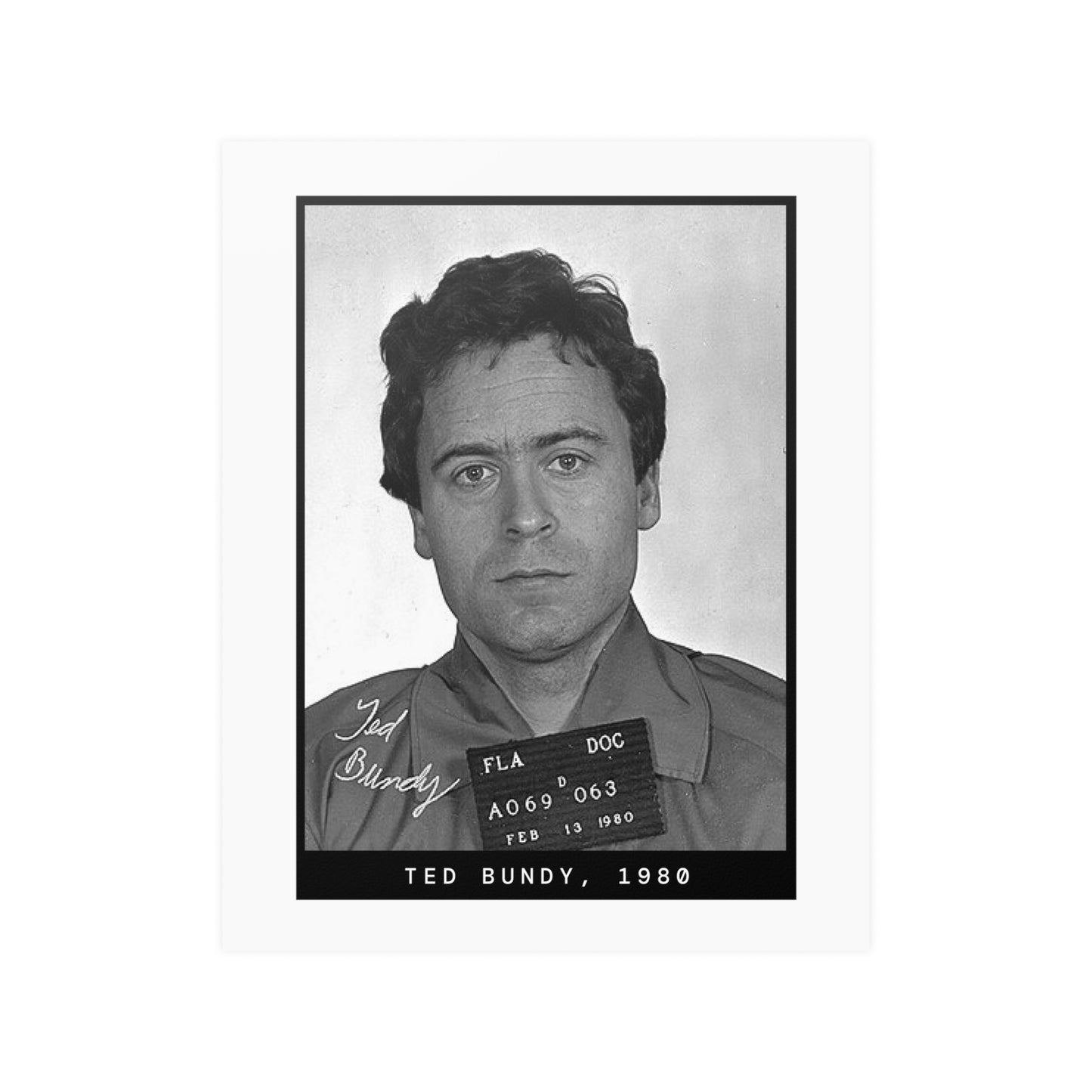 Ted Bundy, 1980 Serial Killer Mugshot Poster